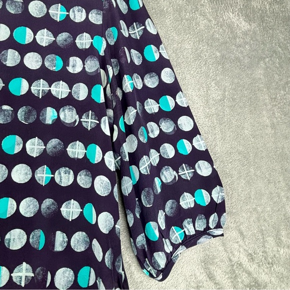 Anthropologie HD In Paris Top Women Medium Moon Phase Peasant 100% Silk - Picture 7 of 14